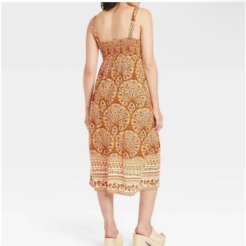 Knox Rose Dress Tie Front Midi Orange Women's size medium - Picture 2 of 4